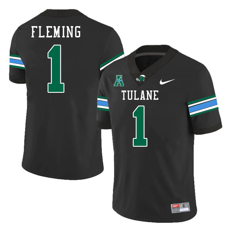 #1 Dontae Fleming Tulane Green Wave Jersey College Football Uniforms,Apparels Stitched-Black